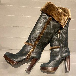 Tory Burch Sebastian  Leather and Shearling Boots Size 9